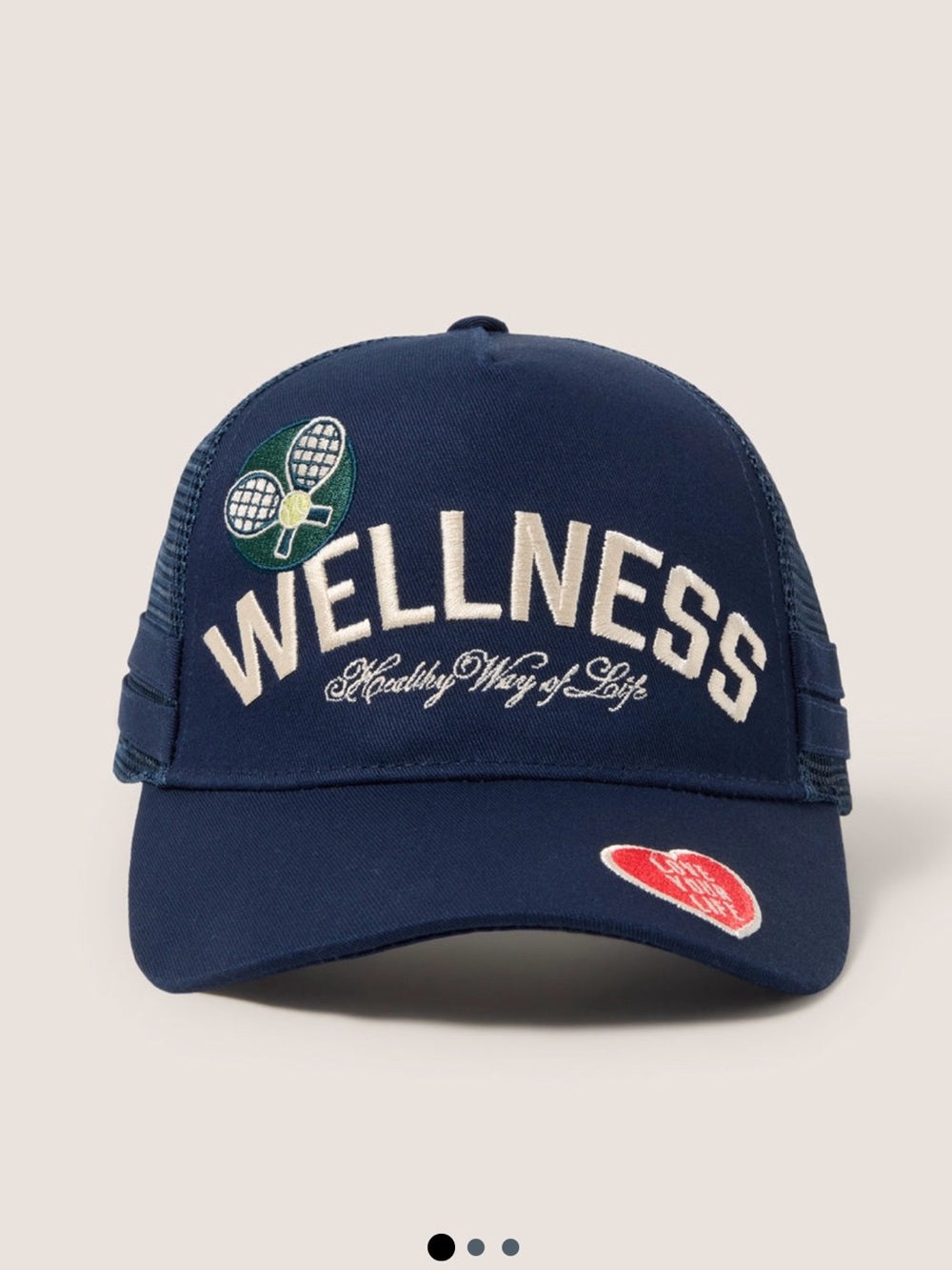 Evereve Navy Blue Wellness Embroidered Trucker Hat